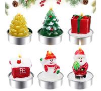 Lot de 6 bougies chauffe-plat de Noël - Mini bougies chauffe-plat, Père Noël, bonhomme de neige, bougies de Noël pour table de Noël, couronne de l'Avent