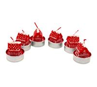 Lot de 6 bougies chauffe-plat en pain d'épices - Bougie décorative pour maison en pain d'épices - Rouge - Dimensions de chaque bougie chauffe-plat (L x l x H) : 4 x 4 x 4 cm