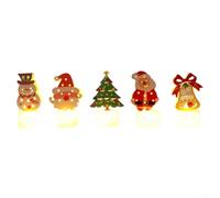 Lot de 6 bougies chauffe-plat LED à piles avec motifs de Noël comme le Père Noël et les arbres de Noël, sans flamme pour un éclairage décoratif sûr à la maison ou dans la salle à manger