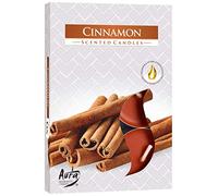 Lot de 6 bougies chauffe-plat parfumées à la cannelle.