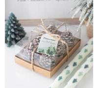 Lot de 6 bougies chauffe-plat Pomme de pin - Design inspiré de la forêt, non parfumées pour une ambiance subtile, parfaites pour les fêtes de fin d'année et la décoration de Noël