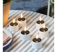 Lights4fun Lot de 6 Bougies TruGlow® Style Chauffe-plat Solaires à LED pour l'Extérieur