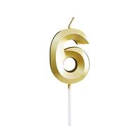 Lot de 6 bougies d'anniversaire 3D à paillettes dorées pour fête d'anniversaire, mariage, remise de diplôme