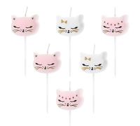 Lot de 6 bougies d'anniversaire en forme de chat mignon pour décoration de gâteau