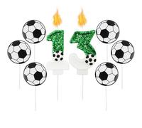 Lot de 6 bougies d'anniversaire en forme de chiffre 13 à paillettes scintillantes pour fête d'anniversaire, activités sur le thème du football, fournitures d'anniversaire