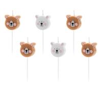 Lot de 6 bougies d'anniversaire en forme d'ours - Bougie ours en peluche - Bougies mignonnes en forme d'ours - Décoration de gâteau - Topper de gâteau - Bougies pour anniversaire d'enfant - Bougies