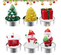 Lot de 6 bougies de Noël - Bougies chauffe-plat de Noël - Bougies chauffe-plat de Noël - Bougies de Noël avec bougeoir - Bougies sans fumée - Pour Noël, spa, maison