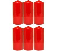 Lot de 6 bougies décoratives rouges sans odeur XXL 150 x 90 mm - Lot de 6 bougies décoratives sans odeur - Bougie bloc presse longue durée et parfum délicat - 55-60 heures - Décoration avec bougies