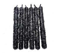 Lot de 6 bougies en forme de rue avec sel - 11 cm - Bougies de promesse - Éloigne les mauvaises énergies et attire les bonnes énergies (noir)