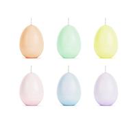 Lot de 6 bougies en forme d'œuf pastel - 7 cm