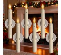 Lot de 6 bougies LED avec capteur crépusculaire - Bougies de fenêtre sans flamme avec ventouses - Réutilisables - Éclairage d'ambiance 3D - Bougies électriques pour Noël et fête