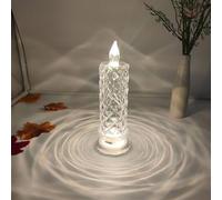 Lot de 6 bougies LED en cristal, sans flamme à piles, bougies romantiques en verre pour Saint-Valentin, anniversaire, mariage et Noël (blanc)