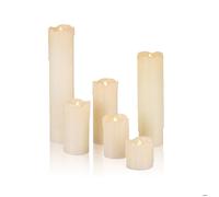 Relaxdays Bougies LED Lot de 6 – en vraie cire, sans flamme, Ø 5 cm, crème