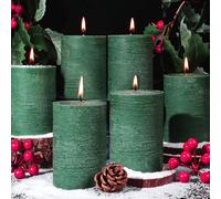 Lot de 6 bougies pilier vertes de soja naturel non parfumées, combustion de 55 h, sans gouttes et sans fumée, coulées à la main pour Noël, mariage, décoration d'intérieur rustique, 7,1 x 10,2 cm