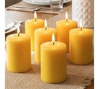 Lot de 6 bougies piliers en cire d'abeille - 360 heures de bougies piliers en cire d'abeille à combustion longue durée pure naturelle pour urgence, sans gouttes et sans fumée pour la maison et pour se