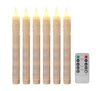 Lot de 6 bougies sans flamme avec télécommande en véritable avec minuteur - Bougies chauffe-plat LED artificielles pour lanterne, piscine, cheminée, mariage, Noël
