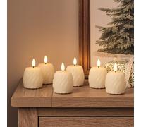 Lot de 6 Bougies Votives TruGlow® Ivoire Motif Tourbillon à LED avec Télécommande