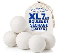 Lot de 6 Boule Sèche Linge en Laine Naturelle - 7 cm Balles de Séchage Réutilisables, Réduit le Temps de Séchage, Anti-Statique, Alternative Écologique à l’Adoucissant