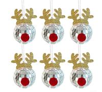 Lot de 6 boules de bois de cerf disco innovantes pour de superbes décorations de vacances et fêtes
