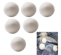 Lot de 6 boules de laine à linge de qualité supérieure, réutilisables, antistatiques, réducteurs d'essorage, adoucissant les tissus à économie d'énergie | Séchage des vêtements pour la