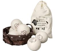 Lot de 6 boules de laine pour sèche-linge en laine de Nouvelle-Zélande, jolies boules en forme de mouton, raccourcissent le temps de séchage, réduisent les rides et statique, utilisation à bord avec