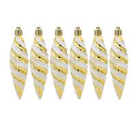 Lot de 6 boules de Noël à paillettes en forme de spirale - 11 cm - Décorations à suspendre - Décorations de Noël - Décorations de fête de mariage - Doré