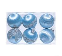 Lot de 6 boules de Noël à paillettes en soie pour sapin de Noël, 6 cm, 8 cm, bleu foncé - 6 cm