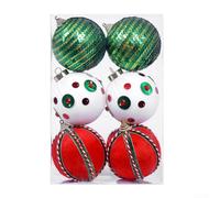 Lot de 6 boules de Noël à pois en mousse de velours, pour décoration de vacances et création d'ambiance festive (rouge et vert)