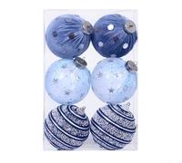 Lot de 6 boules de Noël à pois en mousse de velours, pour décorer les lieux de vacances et ajouter une touche festive (bleu nuit)