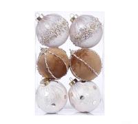 Lot de 6 boules de Noël à pois en mousse de velours, pour décorer les lieux de vacances et ajouter une touche festive (or clair)