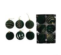 Lot de 6 boules de Noël à suspendre Blanc/vert/rouge 8 cm | Idéal pour les arbres de Noël, les cérémonies de mariage, les fêtes prénuptiales, le jardin, les applications de décoration