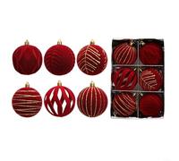 Lot de 6 boules de Noël à suspendre en PET de 8 cm, boules festives pour la saison des vacances, cérémonie de mariage et décoration de fête, ajoutent une touche joyeuse à la maison et au jardin (rouge