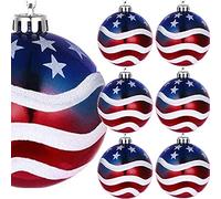 Lot de 6 boules de Noël à suspendre pour jour de l'indépendance, 8,9 cm, boules de Noël patriotiques américaines 4 juillet, décoration de fête, de mariage, décorations d'arbre