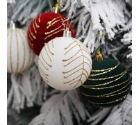 Lot de 6 boules de Noël conçues pour de nombreuses occasions comme les arbres, les mariages et les jardins avec boucles de construction et de suspension (rouge)