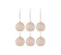 Lot de 6 Boules de Noël "Cours Perles" 8cm Rose