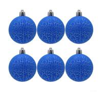 Lot de 6 boules de Noël craquelées pour macaron, 8 cm de diamètre, pour décoration de sapin de Noël et décoration saisonnière de la maison ou du commerce (bleu)