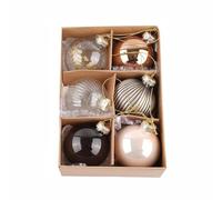 Lot de 6 boules de Noël de 6 cm à suspendre pour arbres, mariages et événements spéciaux (style D)