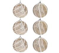 Lot de 6 boules de Noël de 8 cm - Design pailleté - 6 couleurs au choix (rouge, or, argent, bleu, champagne, or rose) - Décoration brillante de qualité supérieure pour sapin de Noël - Boule de Noël en