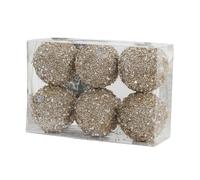 Lot de 6 boules de Noël dorées champagne à suspendre pour sapin de Noël - 8 cm