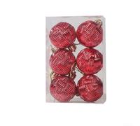 Lot de 6 boules de Noël élégantes pour une merveilleuse expérience de vacances (rouge)