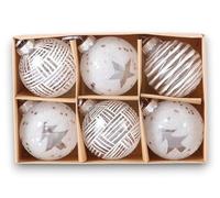 Lot de 6 boules de Noël élégantes XXL Ø 8 cm - Blanc - Boules de sapin de Noël - Décoration de Noël (variante 2)