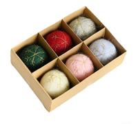 Lot de 6 boules de Noël en feutre de laine avec cordes de suspension pour décorations de sapin de Noël pour décorations de fête de vacances, mariages, fêtes d'anniversaire et plus encore (C)