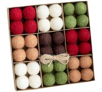 Lot de 6 boules de Noël en feutre de laine et flocons de neige avec corde de chanvre, 5 cm ou 36 pièces pour décoration de sapin de Noël (H)