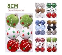 Lot de 6 boules de Noël en mousse enveloppées dans du tissu, conçues pour les fêtes sur les arbres et les lieux intérieurs (rouge et vert)