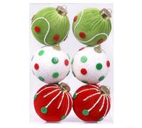 Lot de 6 boules de Noël en mousse enveloppées dans du tissu, ornements pour sapin et décoration de vacances dans les maisons, les bureaux et les lieux (vert)