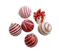 Lot de 6 boules de Noël en mousse Rouge/blanc 8 cm