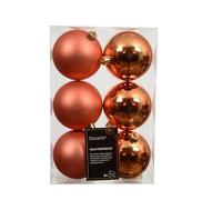 Lot de 6 boules de Noël en plastique - 8 cm - Classique et incassable - Boules de Noël pour Noël - Décoration de sapin de Noël et décoration de sapin de Noël - Orange chaud