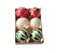 Lot de 6 boules de Noël en plastique avec cordes de suspension pour arbre, table, et décoration de banquet