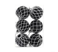 Lot de 6 boules de Noël en plastique avec finition pailletée, légères et conçues pour accrocher des décorations sur les arbres et autour de la maison, avec boîte de rangement et cordes (CJ192)