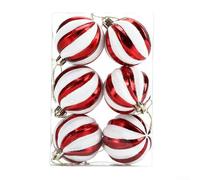 Lot de 6 boules de Noël en plastique avec finition pailletée, légères et conçues pour accrocher des décorations sur les arbres et autour de la maison, avec boîte de rangement et cordes (CJ193)